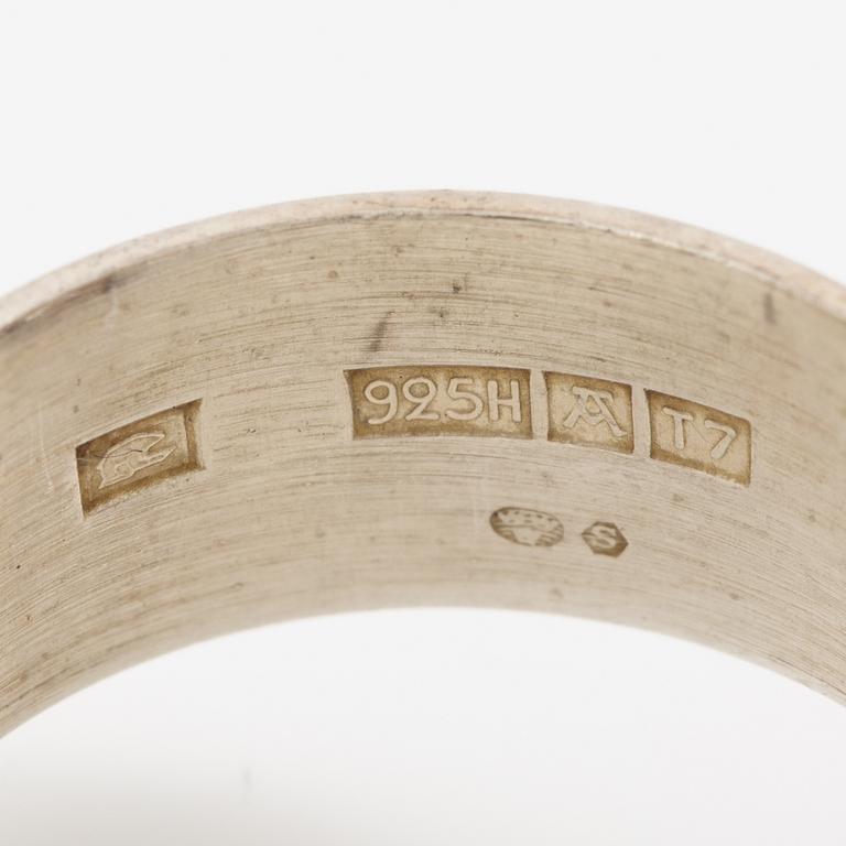 Arm ring and ring, silver with rock crystal, arm ring by Gert Thysell,