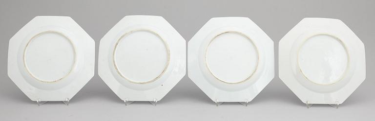 A set of eight (4-4) export plates, Qing dynasty, Qianlong (1736-95).