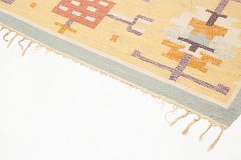 Agda Österberg, a carpet, flat weave, ca 303 x 194 cm, an embroidered signature at the back.
