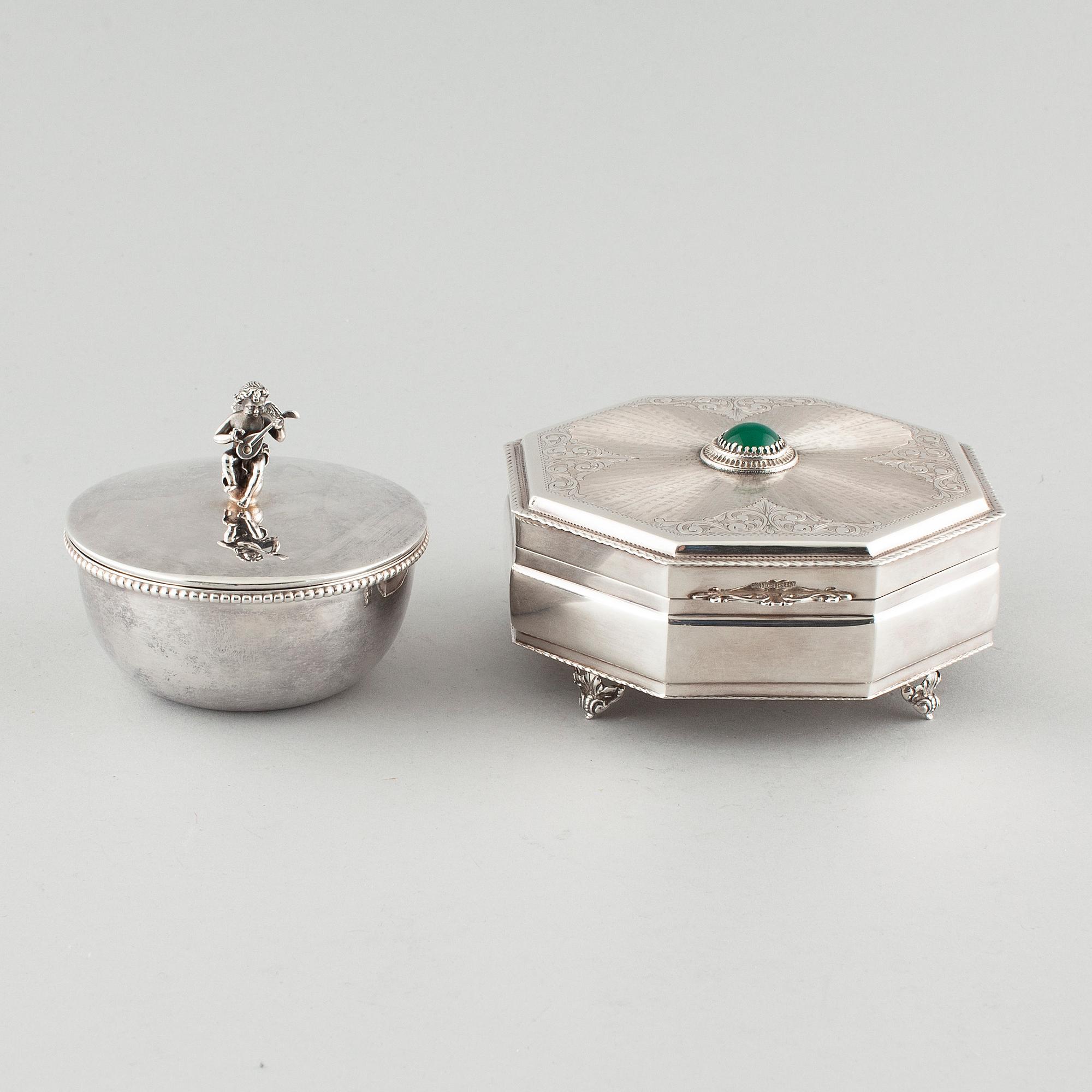 BOXES, 1+1, silver, totally approx 640 gram.