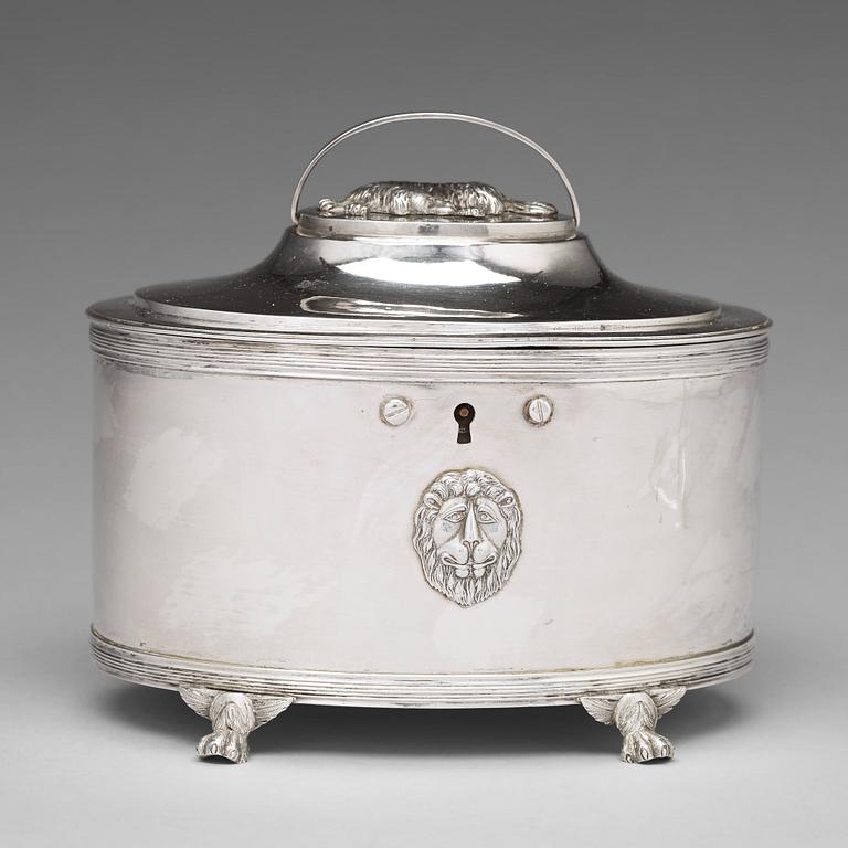 A Swedish 19th century silver sugar-casket, mark of Johan Fredrik Masman, Stockholm 1814.