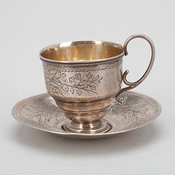 KAFFEKOPP samt -FAT, silver, Moskva 1891. Tot. vikt 120 g.