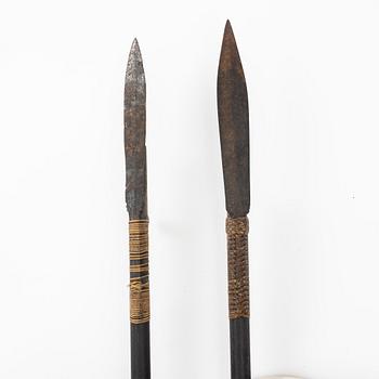 2 blowpipes, probably Dayak, Borneo.
