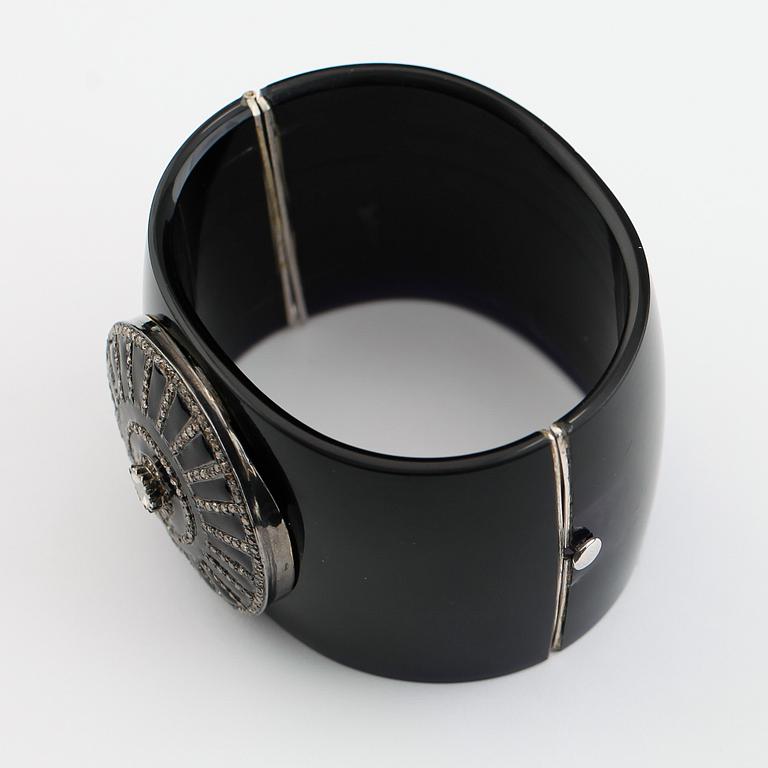 ARMBAND, silver, rosenslipade diamanter och plast.