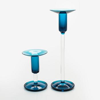 Nanny Still, Three pairs of 'Harelequin' glass candlesticks, Riihimäen Lasi Oy.