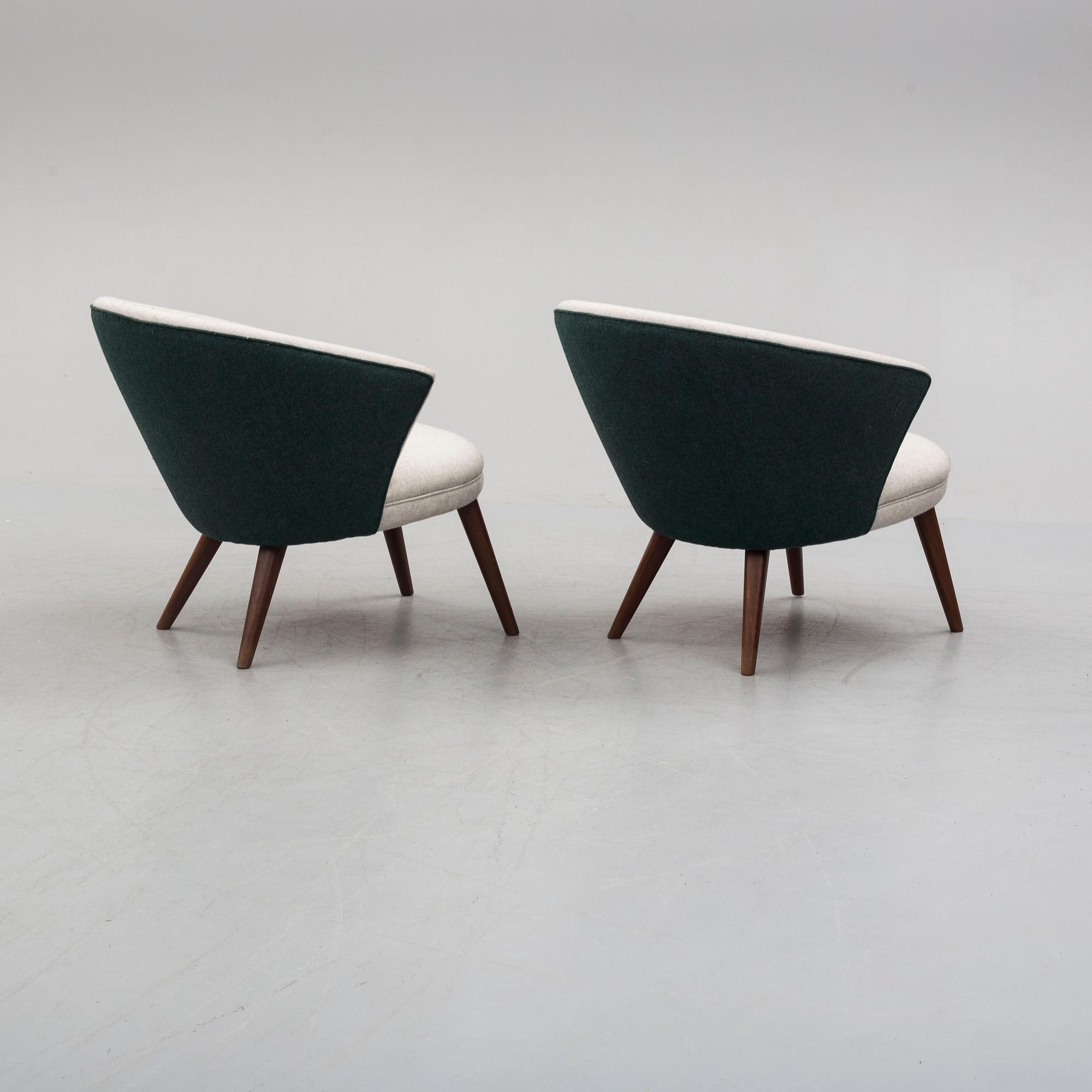A pair of easy chairs by Bent Möller Jepsen, Simo, denmark, 1950s.