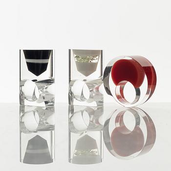 Siv Lagerström, three acrylic rings, 1970s.