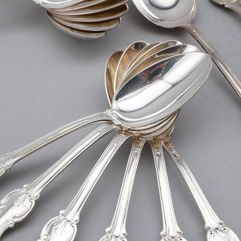 BESTICKSERVIS, 39 delar, silver, "Olga", GAB, Stockholm, 1960-tal. Total vikt ca 2166 g.