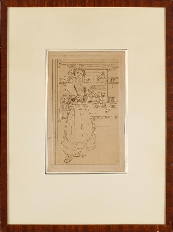 CARL LARSSON, etsning, signerad.