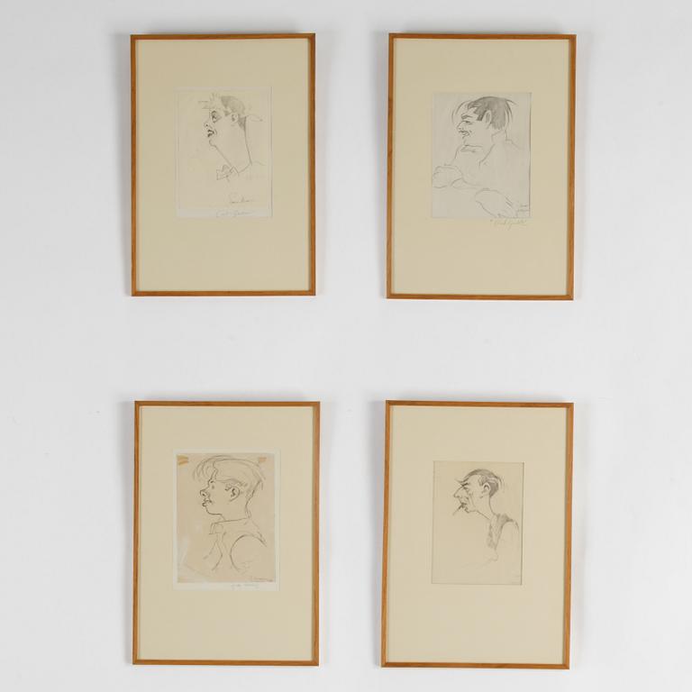 Four signed Einar Nerman drawings.