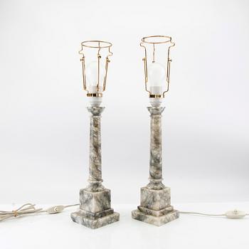 Table lamps 1 pair, late 20th century marble.