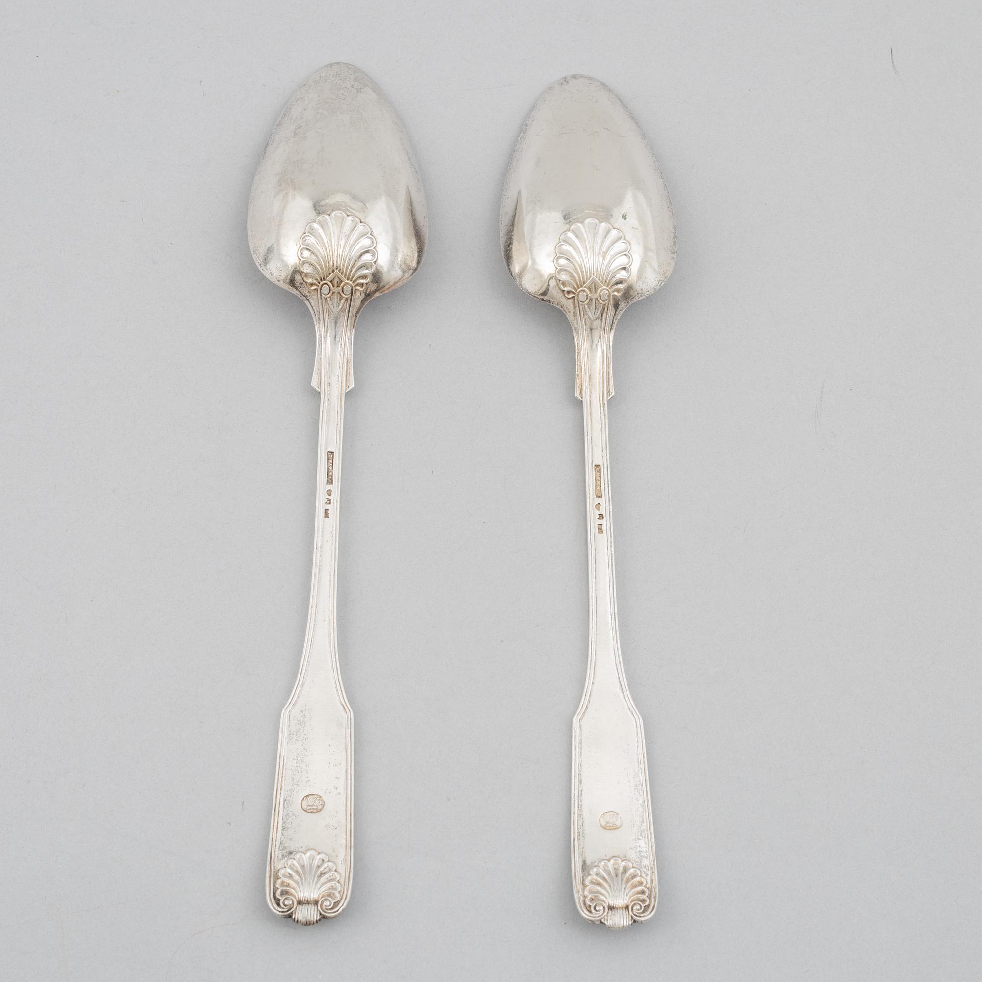 Christian Hammer, raguskedar, ett par, silver, Stockholm 1854.