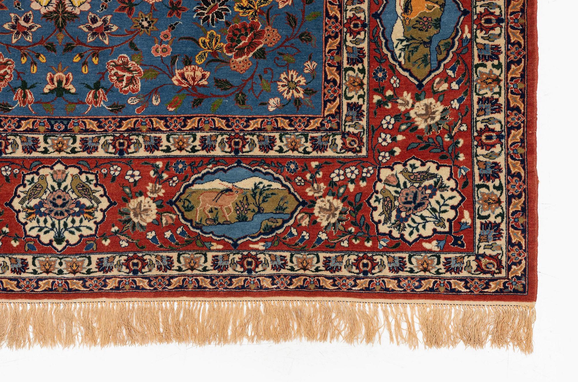 Matta, semiantik Isfahan, part silk, ca 216 x 151 cm.