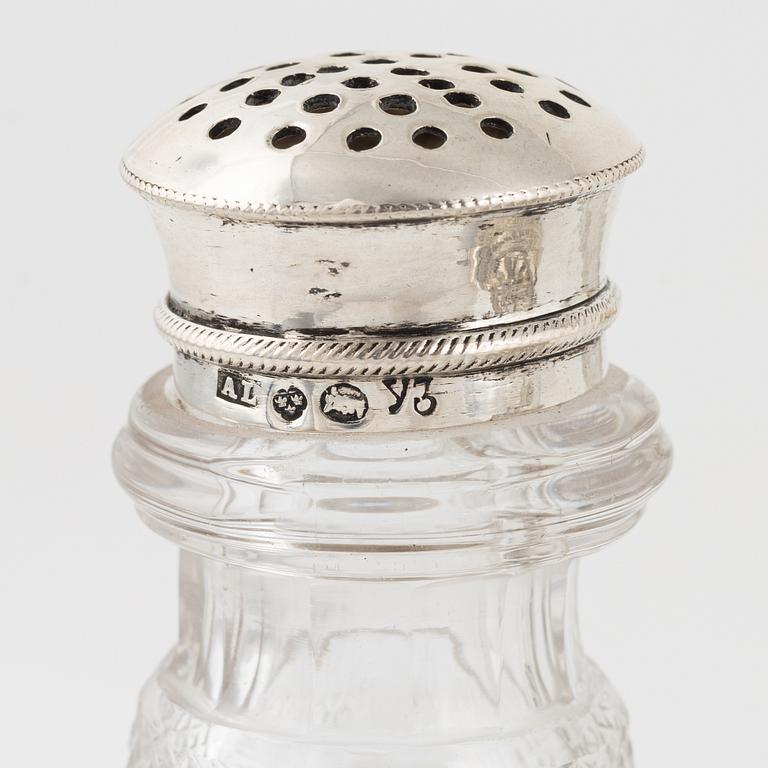 Anders Lundqvist, bordssurtout, silver och glas, empire, Stockholm 1829.