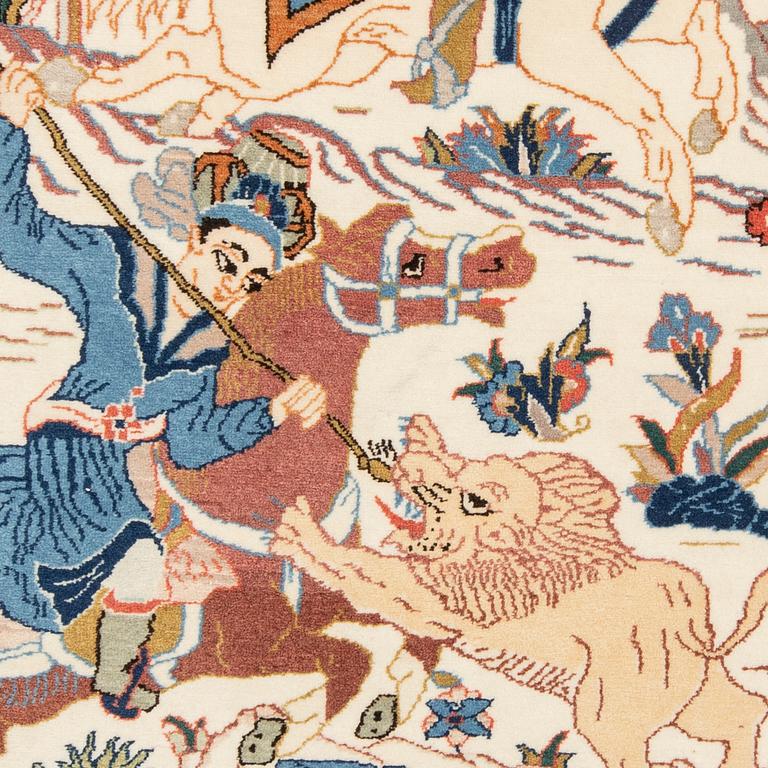 Carpet, Isfahan, hunting motif, approx. 170 x 104 cm.