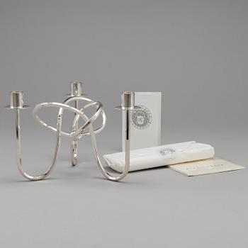 a silver platen "Vänskapsknuten" candelabra, Firma Svenskt Tenn, designed in 1938,