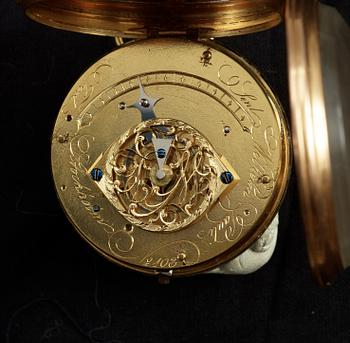 A gold verge pocket watch, Wilhelm Pauli, Stockholm 1802.