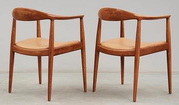 A pair of Hans J Wegner 'The Chair' by Johannes Hansen, Denmark 1960's.