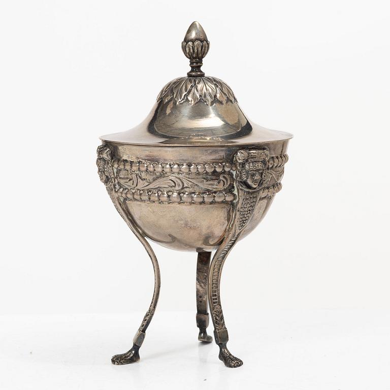 Lidded sugar bowl, silver, Italy, possibly Turin, early 19th century.