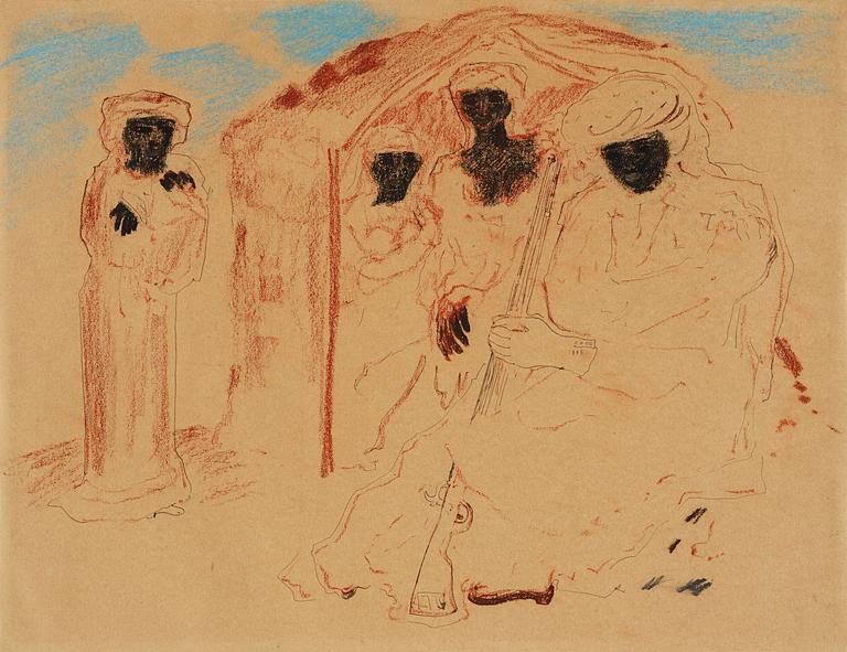 Carl Fredrik Hill, Figures by a tent.