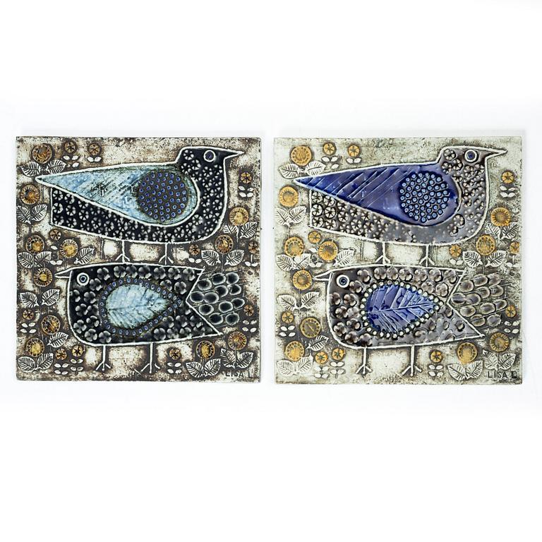 Lisa Larsson, a set of six stoneware wall plaques, Gustavsberg.