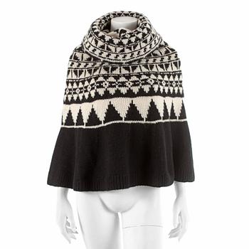 563. RALPH LAUREN, a black and white chasmere and mohair poncho. Size M/L.