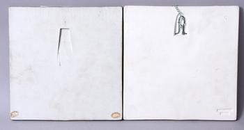 VÄGGRELIEF, 2 st. Keramik, Lisa Larson, Gustavsberg.