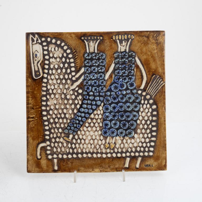 Lisa Larson, two stoneware wall reliefs, Gustavsberg.