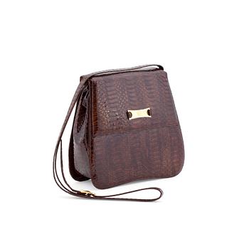 581. SANDRO VICARI, a brown snakeskin shoulder bag.