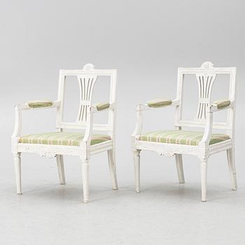 Armchairs, a pair, Gustavian, Lindome, 19th century.