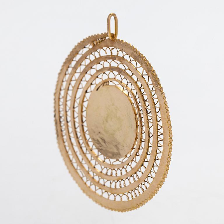 Tapio Wirkkala, riipus, "Viikinkiriipus", 14K kultaa, Westerback, Helsinki 1966.
