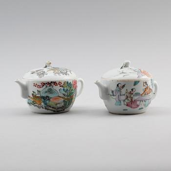 KANNOR, 2 st, porslin, Kina, 1800-tal.