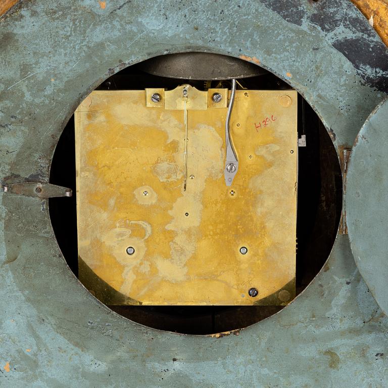 A gilt Gustavian wall clock, Jacob Kock (Royal Clockmaker in Stockholm 1762-1803).