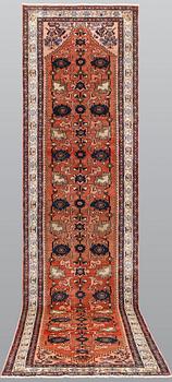 A semi-antique Malayer runner, c. 408 x 106 cm.