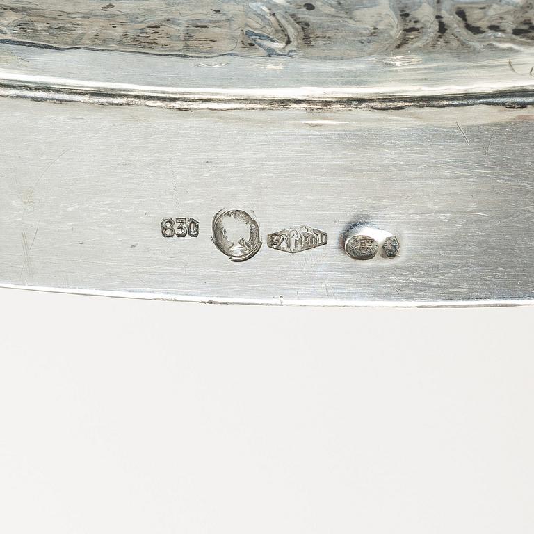 An Italian siiver Rococo style tray, Italy 1934–1944, with Swedish import mark.