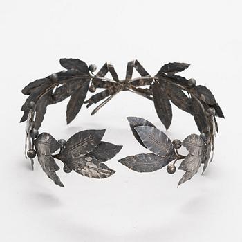A 1930s silver laurel wreath, maker's mark of J.A.Tarkiainen, Vyborg.