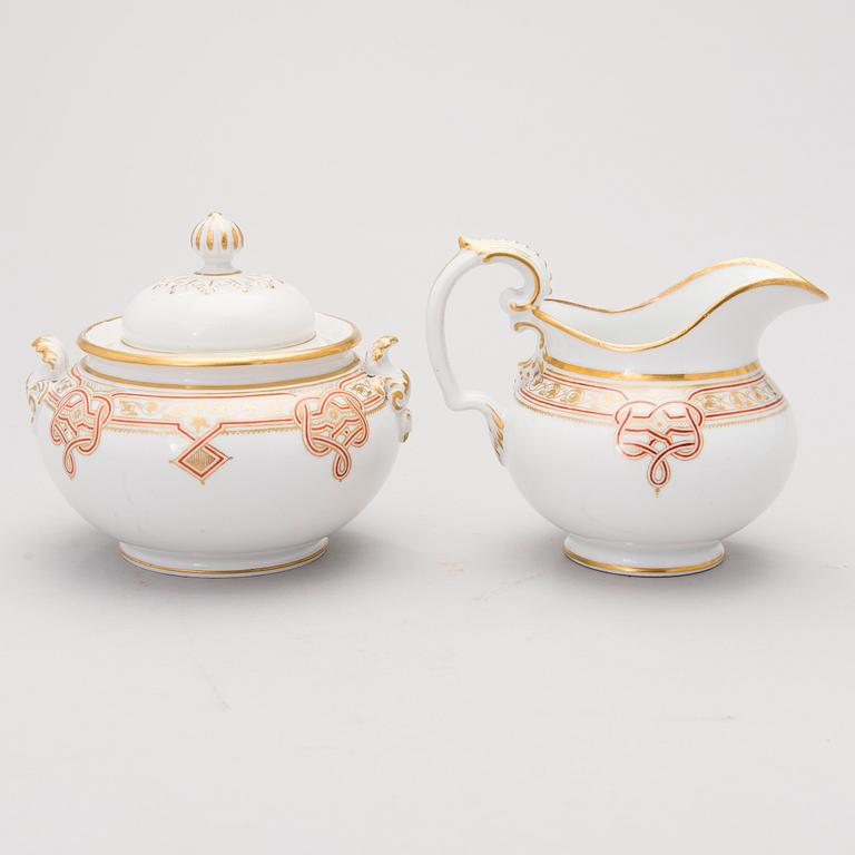 A Russian Imperial porcelain factory coffee cup, sugar bowl, cream jug, St Petersburg, time of Alexander II (1855-1881).