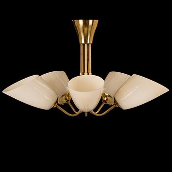 A mid 20th Century brass and opaline glass ceiling light.