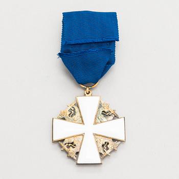 Finlands vita ros' orden, riddartecken och dess miniatyrorden, klass I. Förgyllt silver, emalj. Tillander, Helsingofrs.