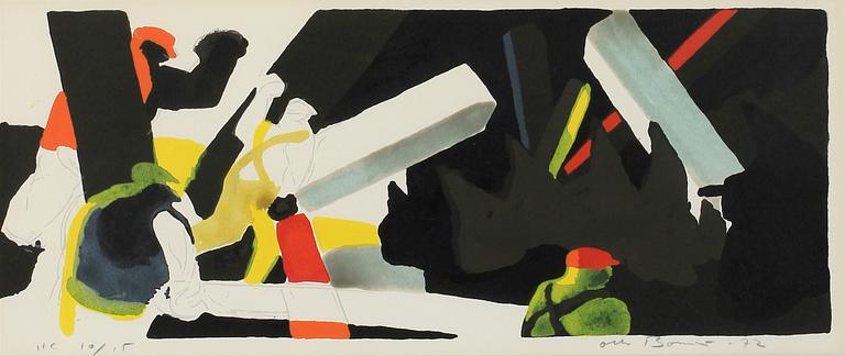 OLLE BONNIÉR, färglitografi, sign, dat -72 o numr HC 10/15.