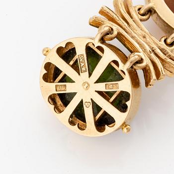 W.A. Bolin, design Barbro Littmarck, armband, 18K guld med cabochonslipade färgstenar, Stockholm 1970.