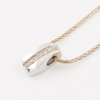 Pendant with chain, 18K white gold set with brilliant-cut diamonds.