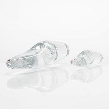 Timo Sarpaneva, konstglasobjekt, 2 st, "Orkidé", Iittala, Finland.