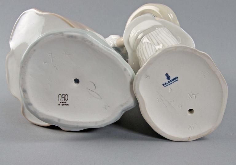 FIGURER, 2 st, porslin, NAO samt Lladro.