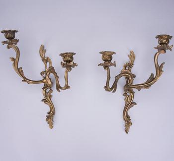 VÄGGAPPLIQUER, ett par, brons, rokokostil, 1900-talets början.