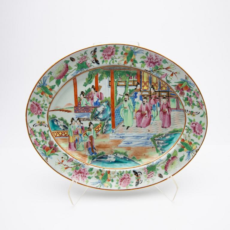 Porslin, 3 delar, Kina, Kanton, 1800-tal.