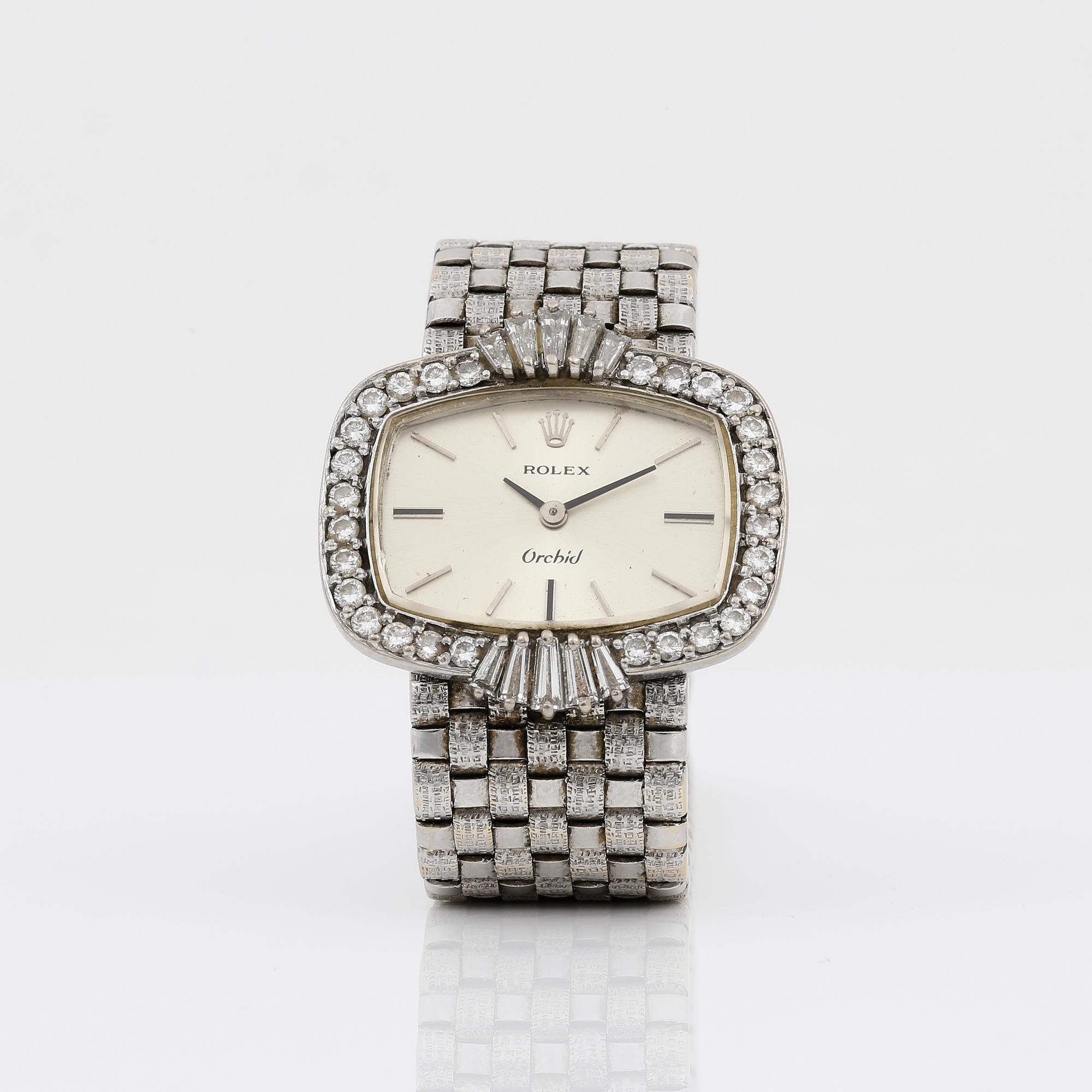 ARMBANDSUR, dam, Rolex, Orchid, vitguld 18K, diamanter. Vikt ca 62 gram.