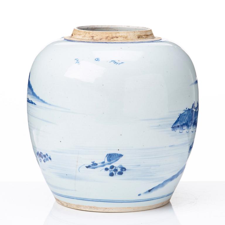 A blue and white jar, Qing dynasty, Qianlong (1736-95).