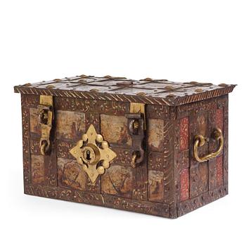 160. A Baroque German presumably Nuremberg iron 'Armada' chest, later part of the 17th century.