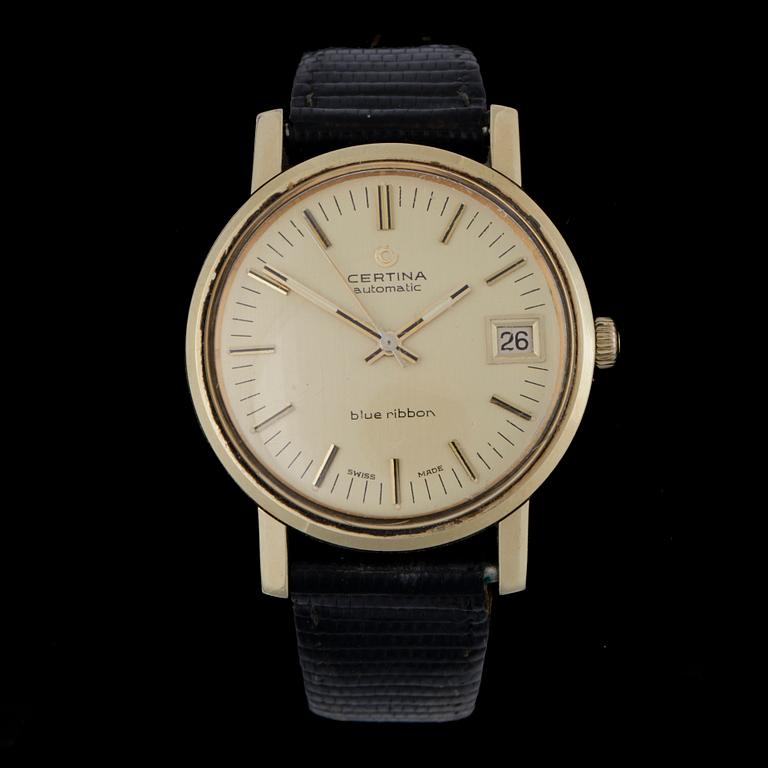 ARMBANDSUR, herr, guld på stål, Certina, Automatic, Blue Ribbon. 1970/80-tal.